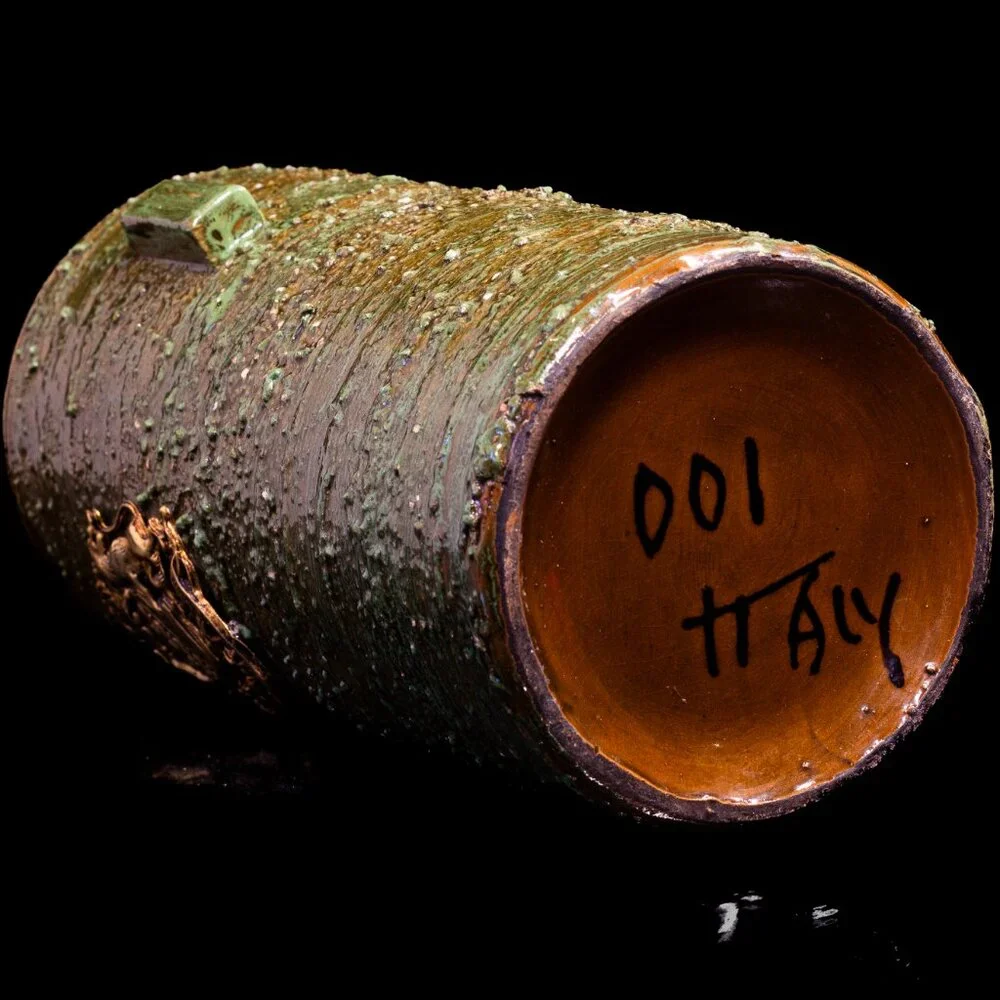 Vintage 1960’s MCM Bitossi Aldo Londi Rimini Green Pottery Vase # 001/35 - Picture 3 of 13